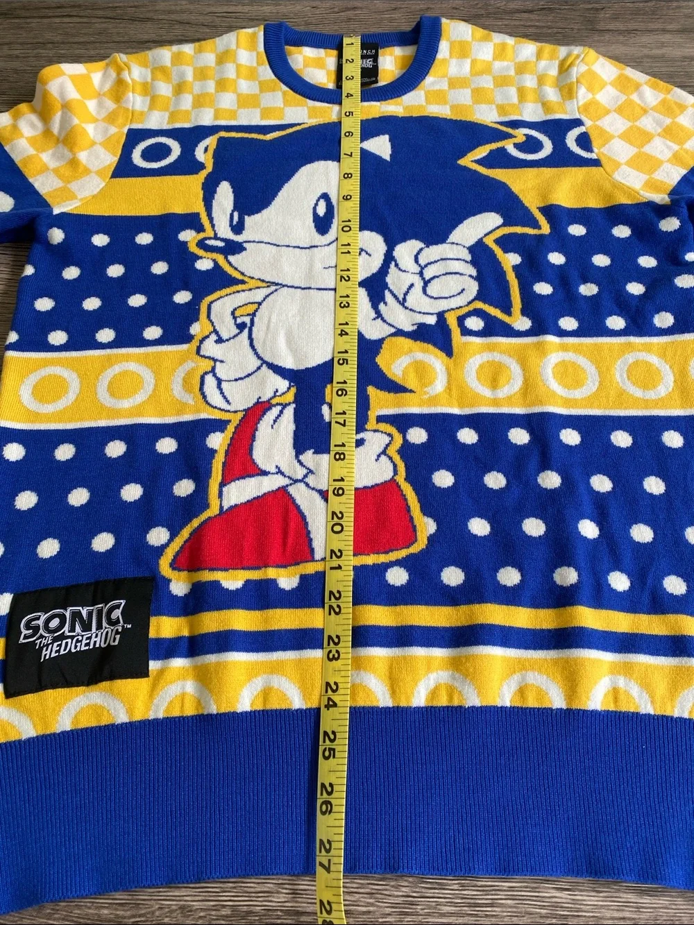 Sonic The Hedgehog Blue & Yellow Crewneck Sweater Size Small